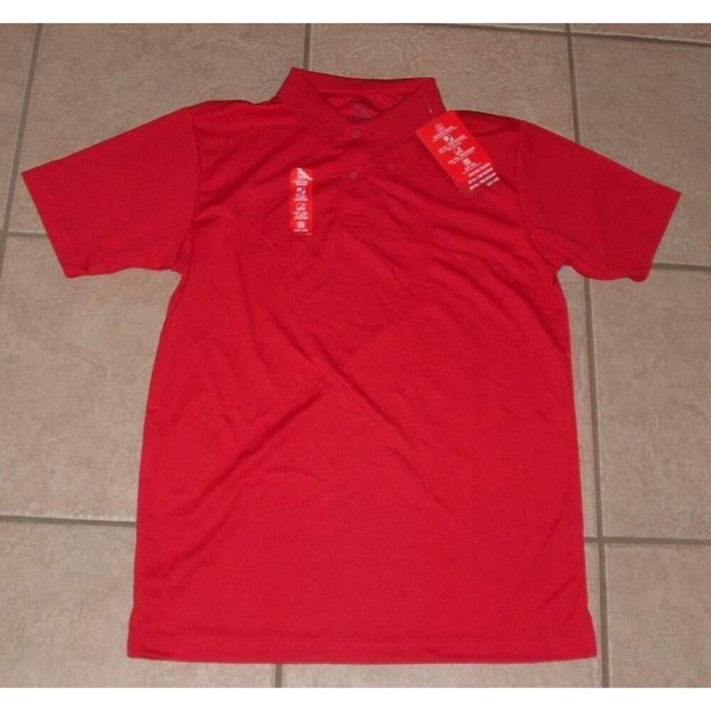 NEW NWT Boys Large 14/16 School Moisture Wicking Easy Care Red Polo Shirt CHAPS